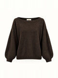 Pullover Jennie con Scollo a Barchetta e Maniche a Palloncino –  Morbido Elegante Casual Chic