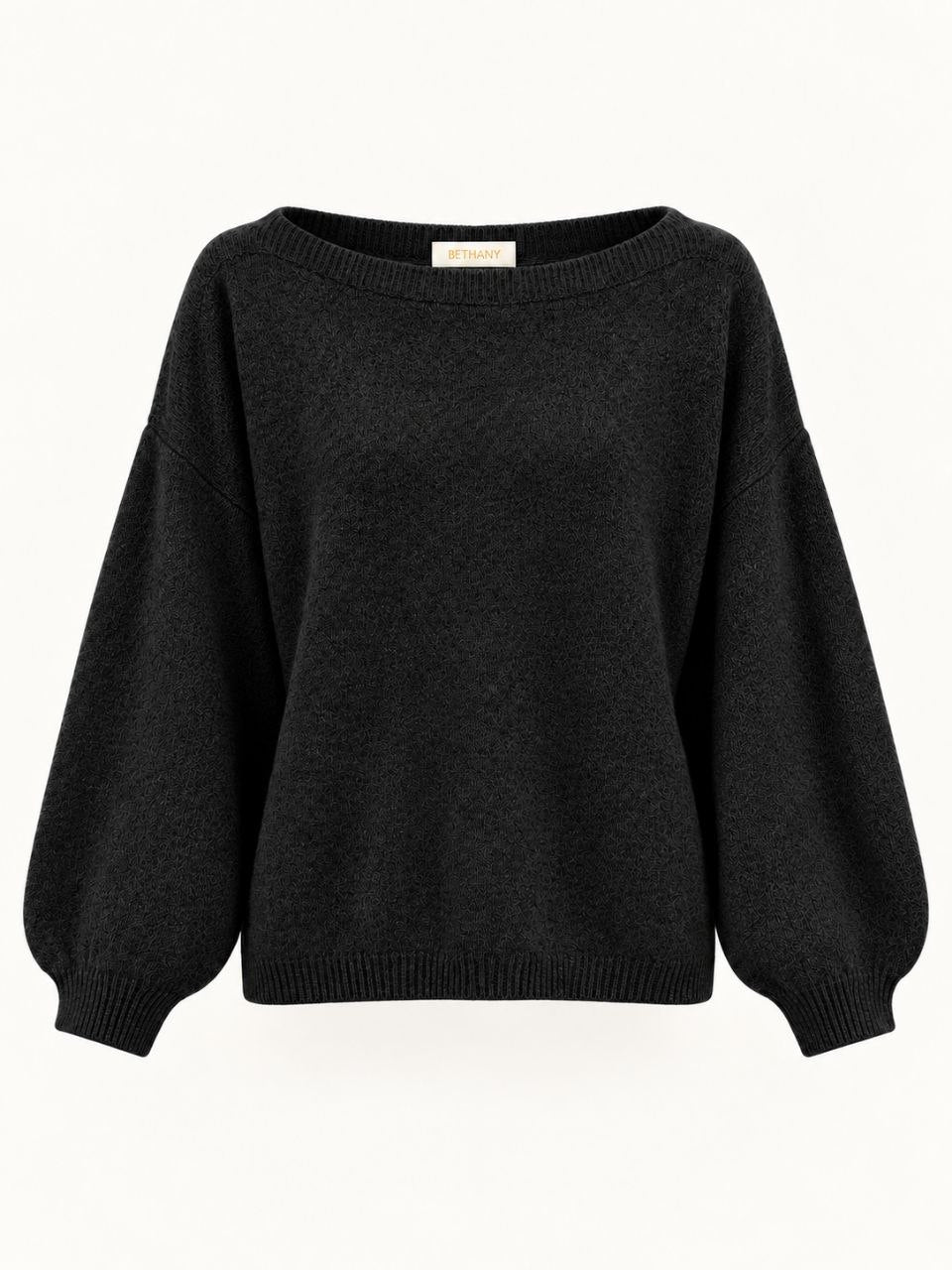 Pullover Jennie con Scollo a Barchetta e Maniche a Palloncino –  Morbido Elegante Casual Chic