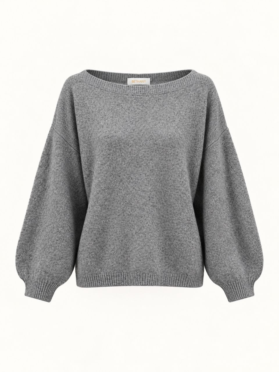 Pullover Jennie con Scollo a Barchetta e Maniche a Palloncino –  Morbido Elegante Casual Chic