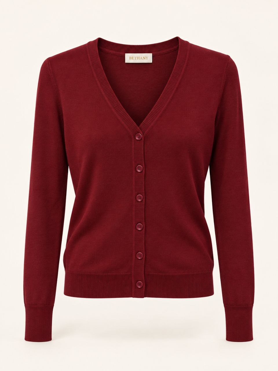 Cardigan Charlotte con Bottoni, Scollo a V e Maniche Lunghe