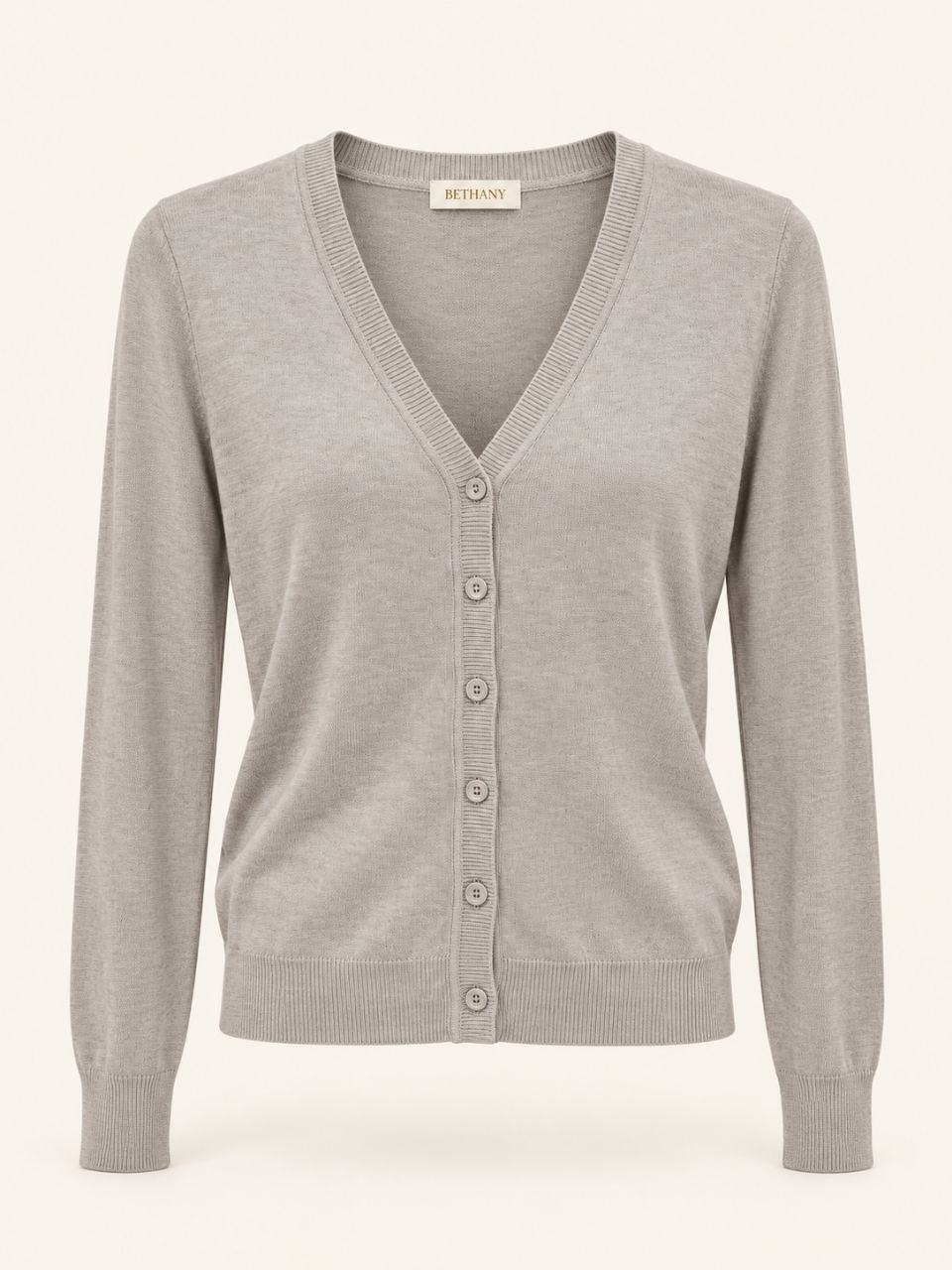 Cardigan Charlotte con Bottoni, Scollo a V e Maniche Lunghe