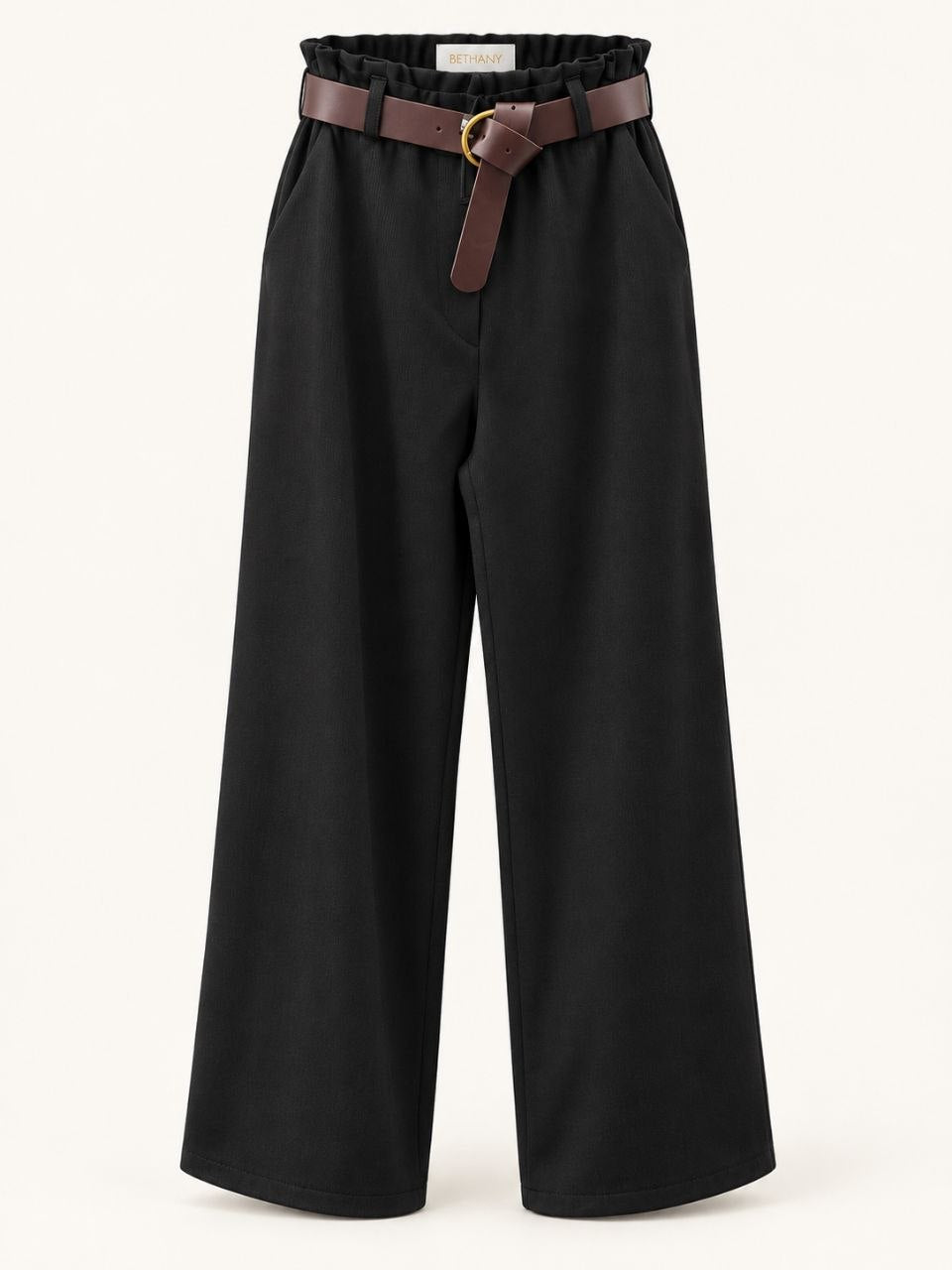 Pantaloni Palazzo Betty Vita Alta, Gamba Larga e Cintura Inclusa